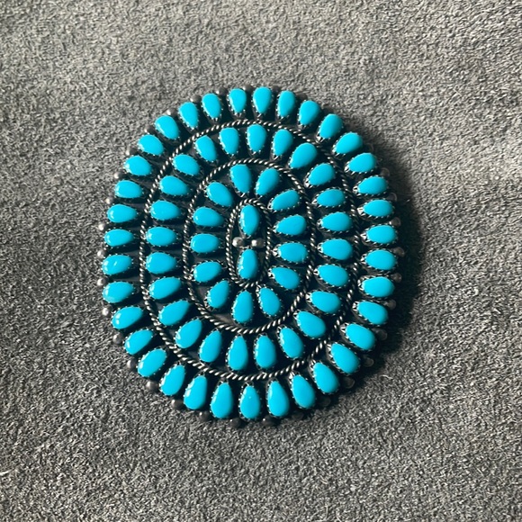 Jewelry - Large Vintage Navajo or Zuni Sterling Needlepoint Turquoise pin/necklace